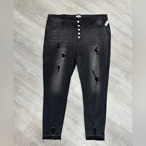 Abela Story + Co Black Denim Distressed Jeans - NEW - Size 24